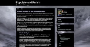 Screenshot of, and link to, my external Populate and Perish blog