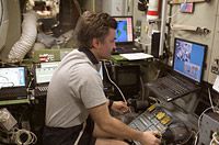 A. Kaleri at TORU workstation (NASA)