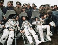 Soyuz TM-7 crew after landing